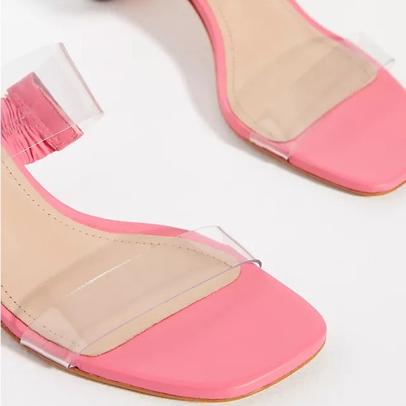 SCHUTZ Ariella Acrylic Heels Pink Clear-Strap Block Heel Sandals Size 8 - Picture 5 of 15